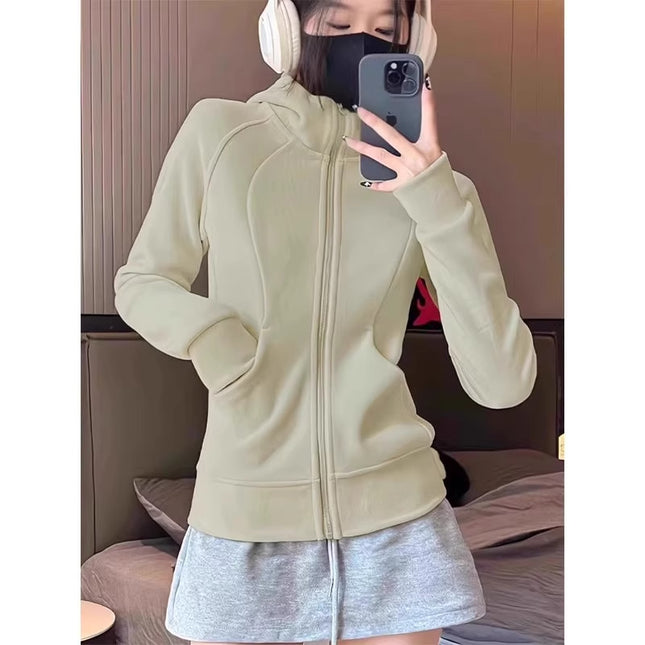 Polar Fleece Thickeneded Jacket Women's Fleece Jimo Sweatshirt Jacket Liner Autum Slim Cardigan Hooded
