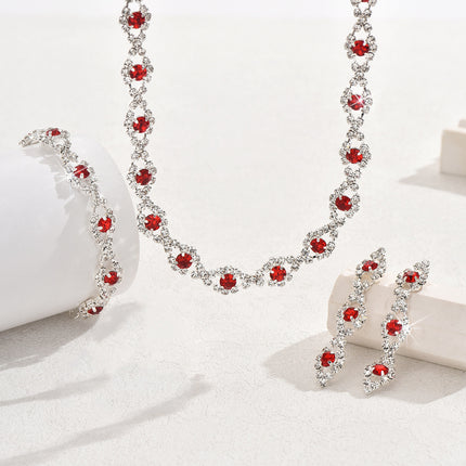 Bridal Wedding suit Necklace Earrings Two-Piece Set Geometric Full Diamond Wedding Evening Dress Accessories Cross-Border Explosions Chain Set