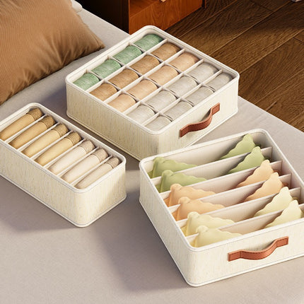 Light Luxury Tianshan Hemp Intimates Storage Box Bedroom Drawer Wardrobe Sock Storage Box Multi-Functional Wardrobe Storage Box