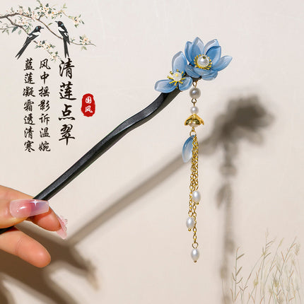 Antique Hairpin Tassel Step Wooden Hairpin Imitation Ebony Headwear Disc Hair Han Clothes Accessories Hair-pulled Ancient Clothes Hair Women