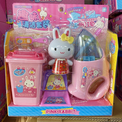 Yiyan pink rabbit kitchen refrigerator mini dressing table cake party simulation medical tools girl play house toy batch