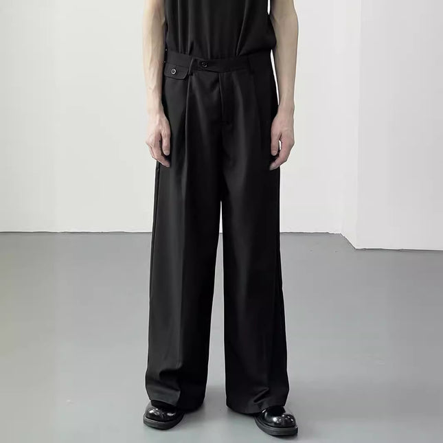2024 Design New Style Dipped Casual Pants Men's Korean-style Non-ironing Loose Wide-leg Simple All-match Straight Pants