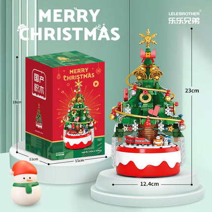 Lele Brothers 8756 Christmas Tree Music Box Assembled Christmas Building Blocks Toy Ornaments Christmas Holiday Gifts Wholesale