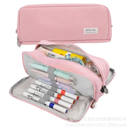 Large-Capacity Retractable Pencil Case Stationery Box in Japanese and Korean Style, Macaron Color, Upgraded Version for Primary and Secondary School Students, in Stock