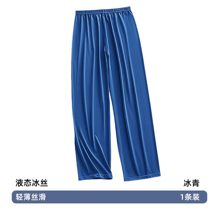 Liquid Ice Silk Pajama Pants Men's Summer Thin Casual Pants Home Pants Loose Large Size Straight Pants Air Conditioning Pants