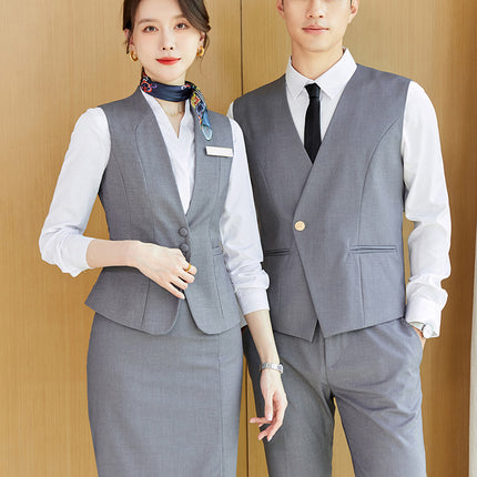 Spring Clothing Professional High-end Vest suit Temperament New Hotel Front Desk Attendant Work Clothes Sales Workwear Uniform