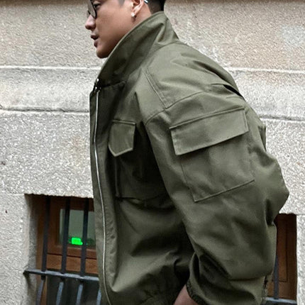 2025 Army Green Light Cavalry Jacket Men's Handsome American Flight Suit Short Profile Stand Collar Baseball Suit