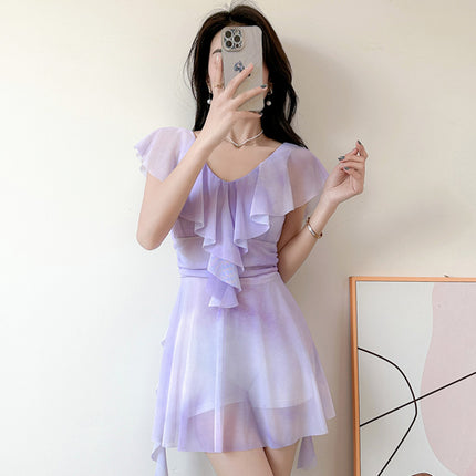 Fairy Swimsuit Female Ruffled Girl Student plus size Hot Spring Belly Covering Conservative Slimming Hot Spring plus size New Swimsuit