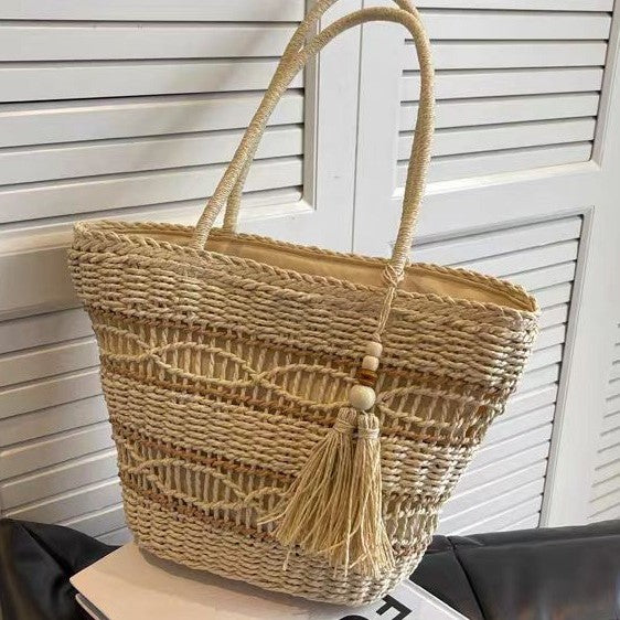 Paper Straw Basket Tote Bag / Sac Panier Paille Papier