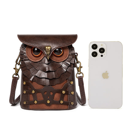TEMU Medieval Colored Studded PU Leather Women's Shoulder Bag Medieval Steampunk Owl MINI Satchel