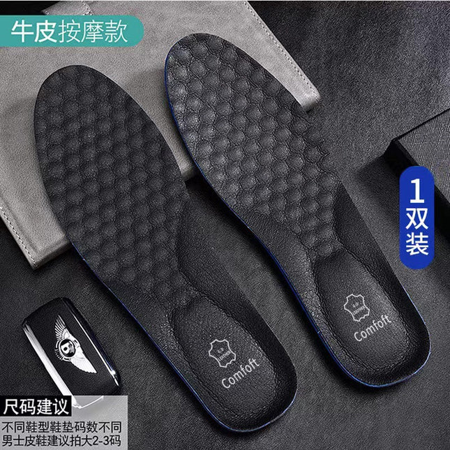 Sports Shock-Absorbing Super Soft Sole Thickeneded Deodorant Leather Insoles for Men and Women Sweat-Absorbent, Deodorant, Breathable and Comfortable Cowhide Insoles