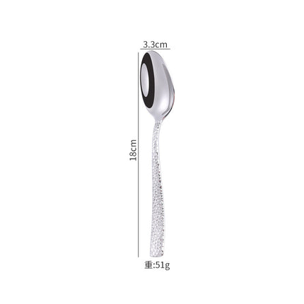 Cross-border 304 Stainless Steel Knife, Fork and Spoon Tableware Hotel Western Food Square Handle Thickened Water Cube Hammer Steak Knife, Fork and Spoon