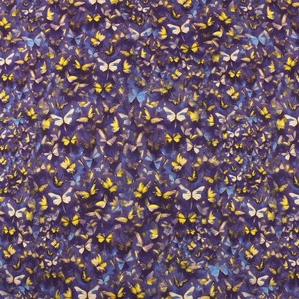 Full Screen with Two-Color Butterflies Fluttering, 180g Wool and Silk Thickened Printed Fabric, High-Neck Warm Clothing Fabric