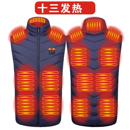 Cross-Border Popular Men's Stand-Up Collar Heating Vest Cotton Vest Electric Heating Vest USB Powered Intelligent Constant Temperature Heating Clothing