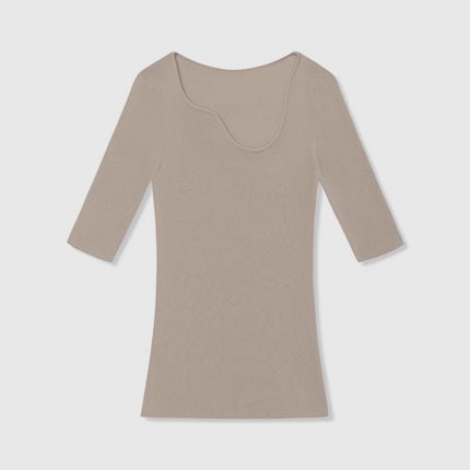 Women's Clothing Factory Unica Same Style Summer Seamless Wool Direct Selling Mid-Sleeve Thin Knitwear Design Top for Women