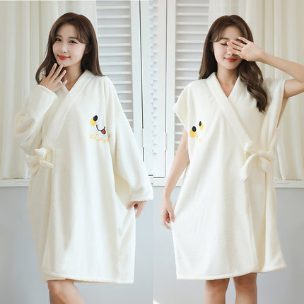 Women's bath towel can be worn and wrapped soft absorbent thick long sleeve lace-up bathrobe beauty salon home wear internet celebrity bathrobe