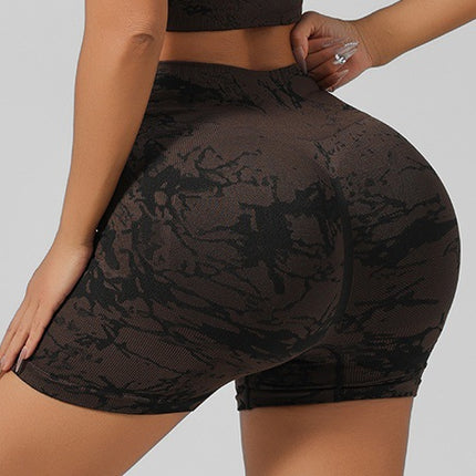 Cross-Border Seamless Tie-Dye Yoga Wear Beautiful Back Sports Bra High Waist Peach Butt Lift Fitness Tights Suit for Women