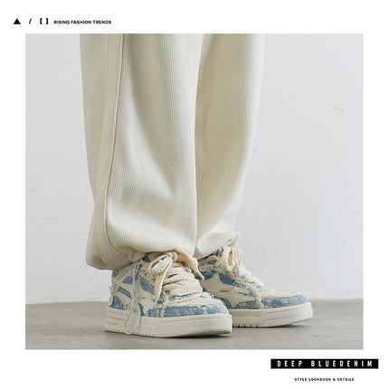 Guangzhou Shoes Destroyed Aesthetic Design Men's Shoes Men's Trendy Shoes White Sneakers Casual White Shoes Men's and Women's Couple Shoes