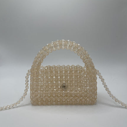 Simple High-end Retro Champagne Small Mobile Phone Bag Homemade Heavy Industry Crossbody Portable Woven Bead Bag diy Material Bag