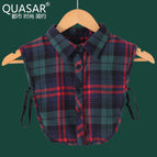 Red and green check pointed collar sanding (cotton)
