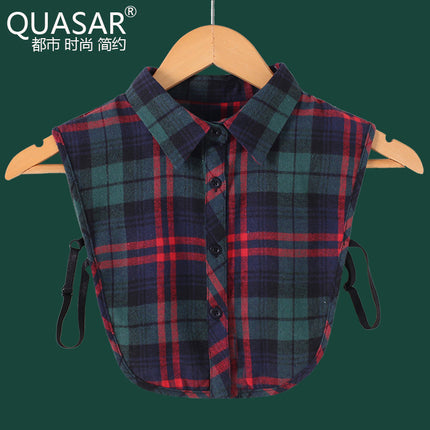 Autumn and Winter All-match Sanding Plaid Shirt Fake Collar Decorative Collar Lining Collar Thickened Women's College-style Multifunctional Collar