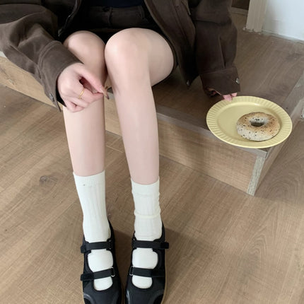 2025 Spring and Autumn New Shallow Flat White Shoes Flat Round Toe Single-layer Shoes Lazy Style Korean Style Retro German Training Shoes for Women