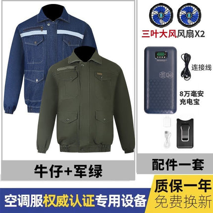 Summer Clothing with Fan for Welders, Air-Conditioned Clothing, Pure Cotton Thick Cooling Clothing, Outdoor Workwear