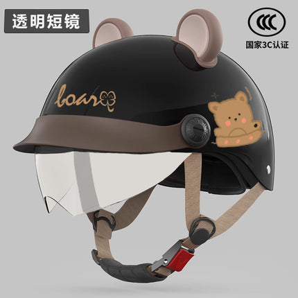 3C certification electric car helmet men's and women's summer safety helmet battery motorcycle sunshade light half helmet