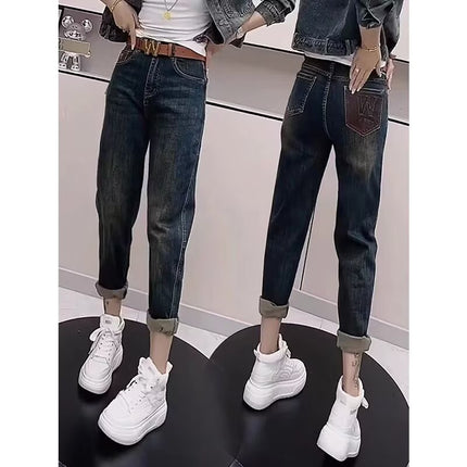 Pear-Shaped Figure Harlan Jeans Women's Autumn and Winter plus size Fat Sister mm High Waist Slimming Stretch Cropped Pants