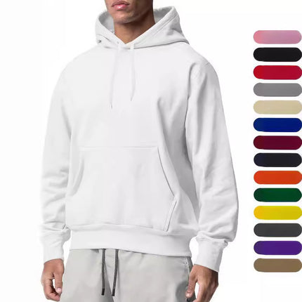 2025 New Cross-Border European and American Men's Sports Pure Color Fleece Sweatshirt Men's Export Wholesale Hoodie
