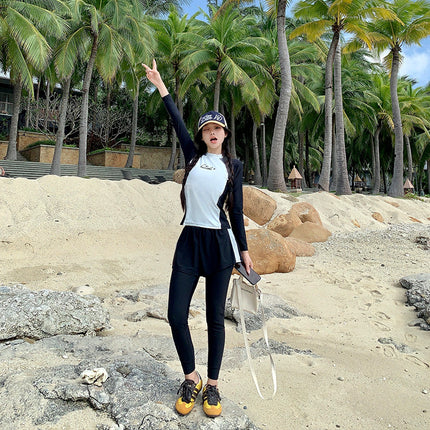 Two-Piece Swimsuit for Women 2025 New Style Swimming Sun Protection Two-Piece Conservative Long-Sleeved Long Pants Surfing and Snorkeling Jellyfish Suit