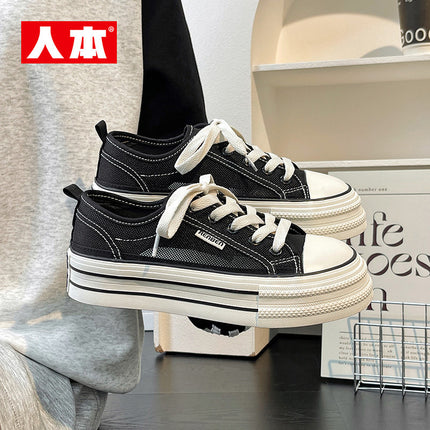 Rb23261 Thick-Soled Canvas Shoes for Women, New Spring Mesh White Shoes, Versatile Niche Big-Toe Shoes, Student Sneakers