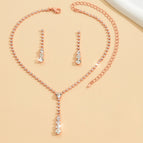 446 rose gold stud earrings necklace set