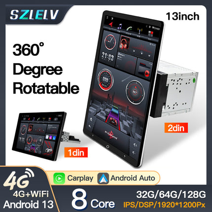 13inch Single 1-Dual 2-Disc 360-Degree Rotating Head Unit Car Android Touch Screen Central Control Navigation Reversing Image Device