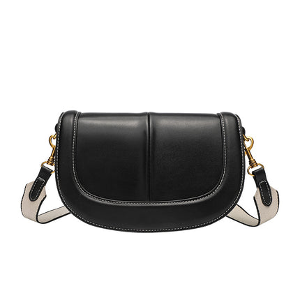 Za Women's Bag 2025 Spring New Saddle Bag Magnetic Buckle Flip Shoulder Crossbody Bag Versatile Wide Shoulder Strap Work Clothing