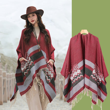 Qinghai Xizang Chaka Salt Lake Tourism Super-large Shawl Female Ethnic Style Thickened Cloak Office Air-conditioned Room Blanket