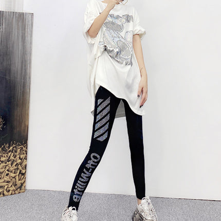 European station leggings wear women's 2025 new heavy drilling thin leggings pants tide a generation of hair