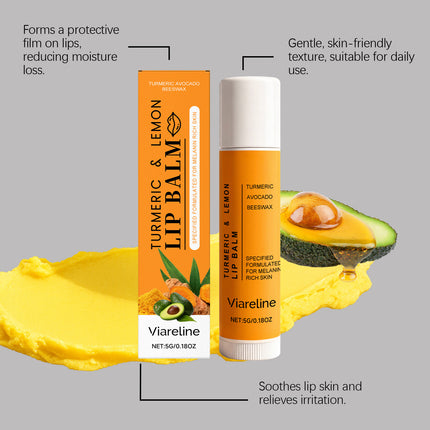 Turmeric Lemon Lip Balm Hydrating Fade Lip Lines Smooth Gloss Lighten Melanin Remove Dark Lip Dead Skin Soft Nourishing Lip Care