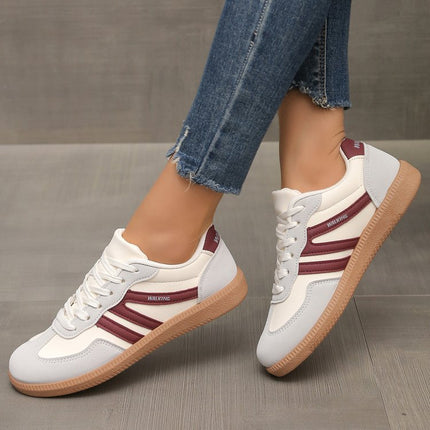 Foreign Trade Large Size 2024 Autum New Flats-Soled Casual Outer Wear Non-Slip Moral Training Shoes Lace-Up Lightweight Sports Shoes for Women