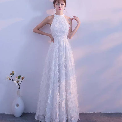 Graduation Adult Ceremony White Neck Evening Dress 2025 New Celebrity Fairy Light Luxury Niche dress High-end Sense