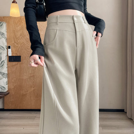 2026 New Style Women's Summer Straight-Leg Wide-Leg Suit Pants, Casual High-Waisted Drapey Trousers for Petite Figures