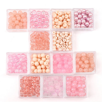 Glass Pink Transparent Solid Color Round Beads Crystal Beads Wheel Beads Slub Handmade Bracelet Bracelet Necklace Jewelry