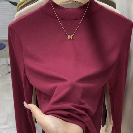 Slim-Fitting Top, Bottoming Shirt, Pure Color T-Shirt, Round Neck Bottoming Shirt, Women's Slim-Fitting Inner Top, Long-Sleeved Long-Sleeved T-Shirt
