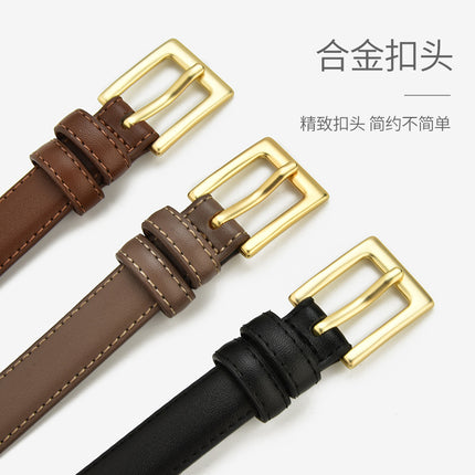 Belt Women's Genuine Leather Versatile Decorative Belt 2024 New High-End Jeans Belt Ins Hong Kong Style Decorative Belt