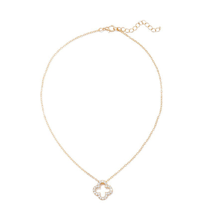 Four-Leaf Clover Necklace Wholesale New Cross-Border Alloy Jewelry Niche High-End Diamond Necklace Pendant Women's Clavicle Chain