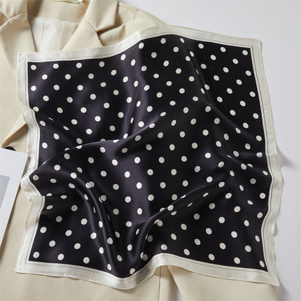 100% Silk Scarf Spring New Black Silkworm Silk 53cm Small Square Scarf Advanced Sense White Scarf