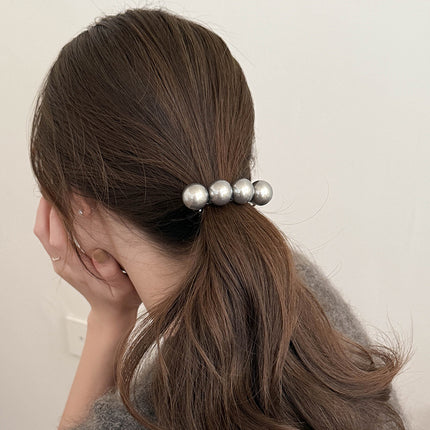 South Korea Big Pearl Hairpin Spring Clip Retro Elegant Hair Accessories Side Clip Three-dimensional Top Clip Women's Hairpin Bead