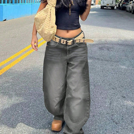 Cross-border Foreign Trade Amazon Europe and America Retro Old Blue Boyfriend Jeans Women's Loose Straight Casual Mop Pants