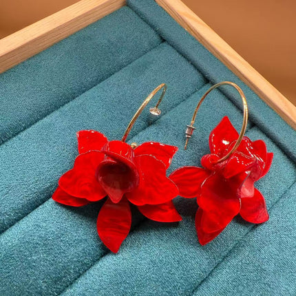 Super Fairy French Holiday Flower Earrings Women's High-end Light Luxury Elegant Earrings Niche Design Fashion Earrings