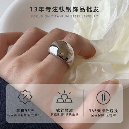 Simple smooth oval ring ins niche titanium steel index finger can't quit colored female ring small wholesale